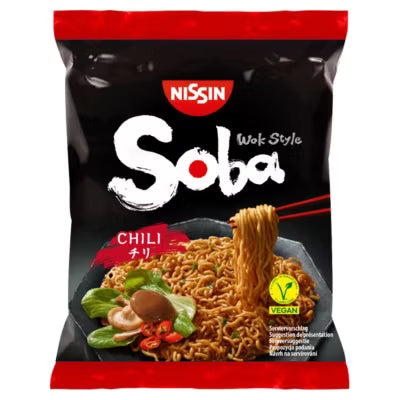 Nissin Soba Chili Wok Style Instant Noodles 111g, imported from the UK