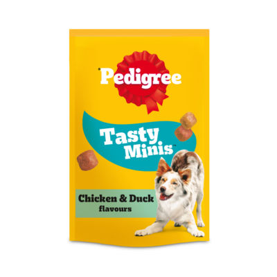 Pedigree chicken and duck chewy dog treats 130g, imported from the UK