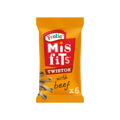Misfits Twistos Beef Dog Treats 105g, imported from the UK