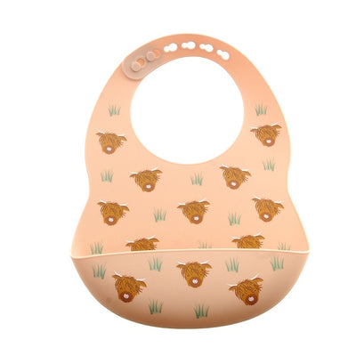 Ziggle Catch It Silicone Bib Highland Cow Baby Feeding One Size