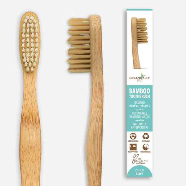 Organically Epic children's bamboo toothbrush imported from the UK