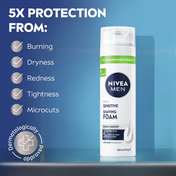 NIVEA sensitive shaving foam 200ml, imported from the UK