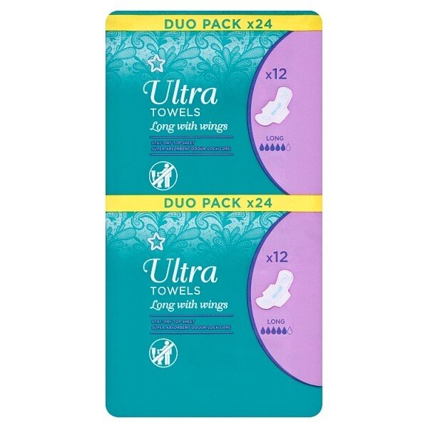 Superdrug Long Ultra Towels with wings X24 GOODS Superdrug   