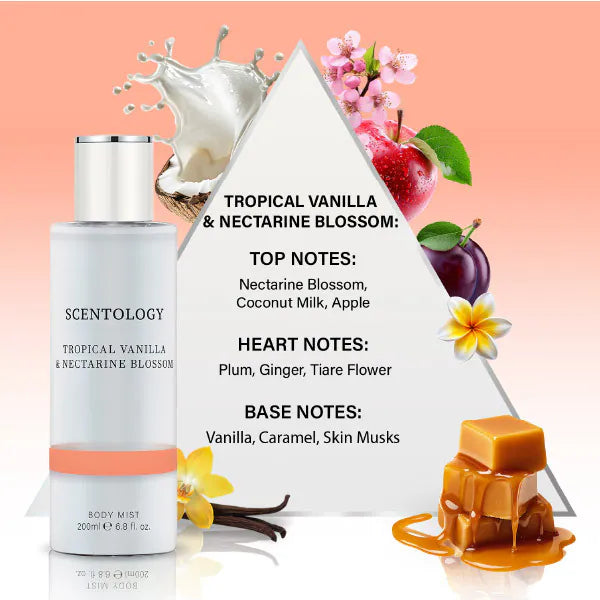 Scentology body mist Tropical Vanilla Nectarine 200ml (British brand)