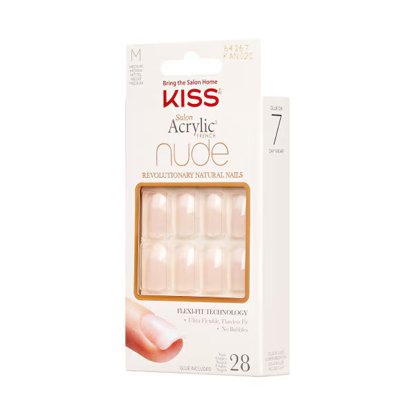 DNR Kiss Salon nude acrylic fake nails 28 piece oval - British product