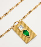 Azlee Yellow Gold, Diamond and Emerald Duet Necklace