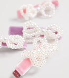 Self-Portrait Kids Velvet Pearl Bow Hairclips (Set of 4)