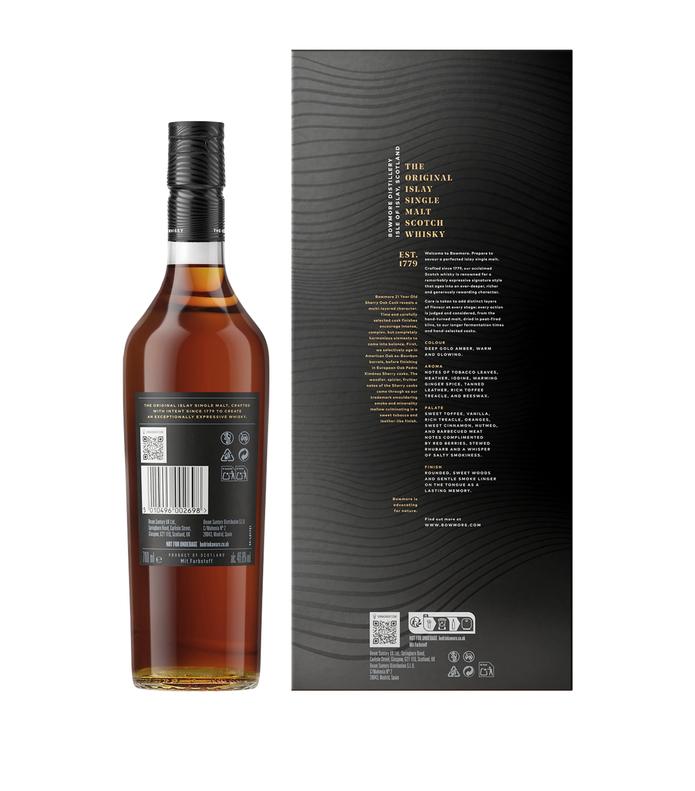 Bowmore 21-Year-Old Sherry Oak Cask Scotch Whisky 70cl - British product