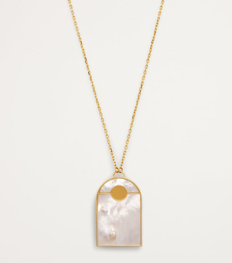 L'ATELIER NAWBAR Yellow Gold, Diamond and Malachite Biladi Palm Necklace