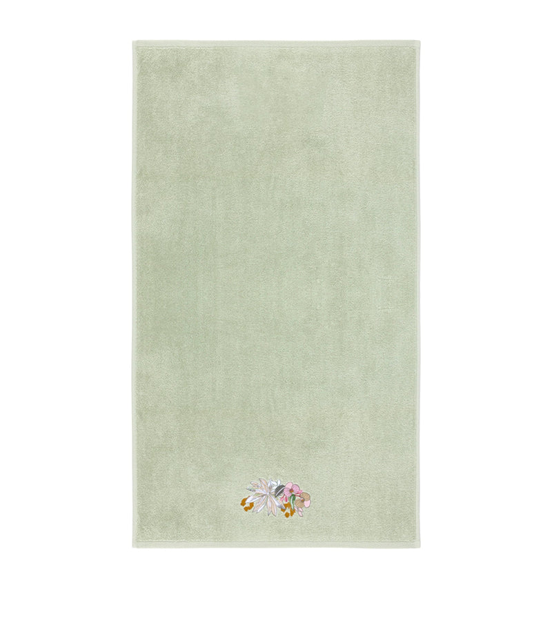 Yves Delorme Embroidered Orchidee hand towel 55cm x 100cm (British brand)