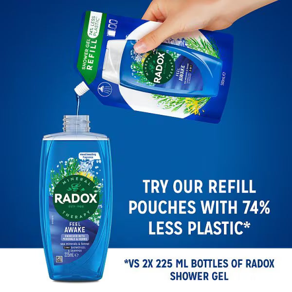 Radox Feel Awake 2-in-1 Shower Gel and Shampoo 225ml - British product