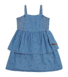 Mini Rodini Denim Dots dress 3-11 Years, imported from the UK