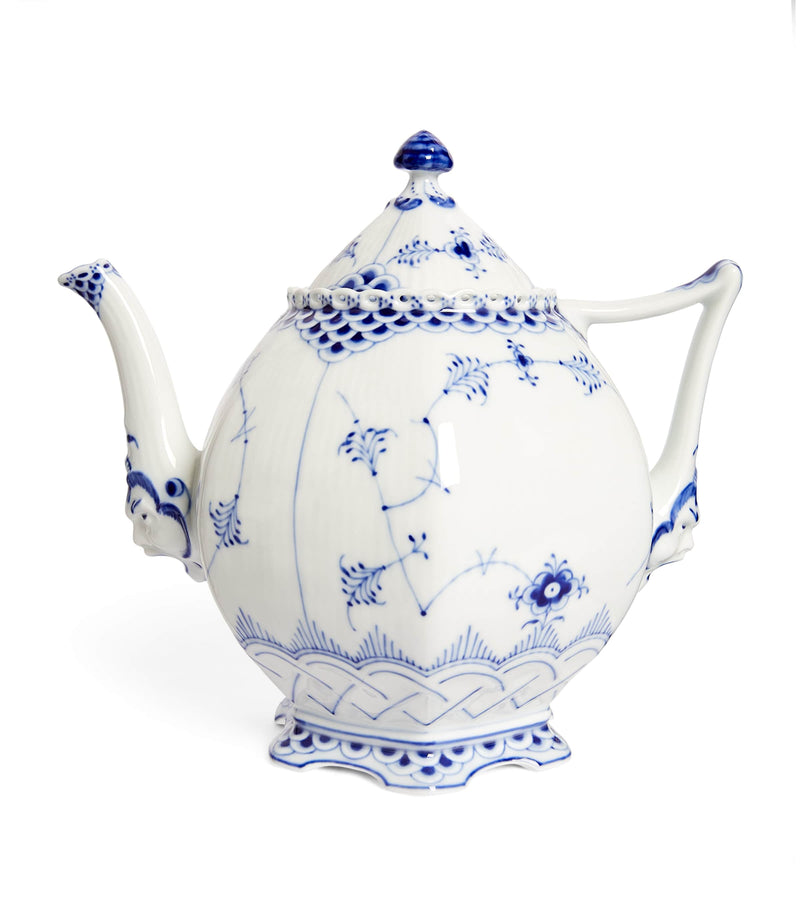 Royal Copenhagen Blue Fluted Full Lace teapot 1L, imported from the UK