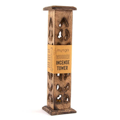 Myga Carved Wood Incense Tower Home Decor Burner