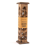 Myga Incense Tower Carved Wood, imported from the UK