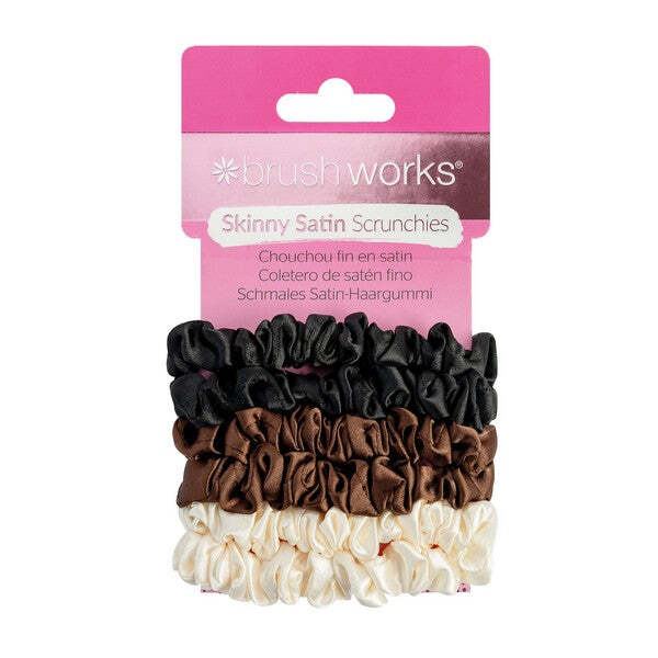 Brushworks skinny satin scrunchies 6 pack - British product