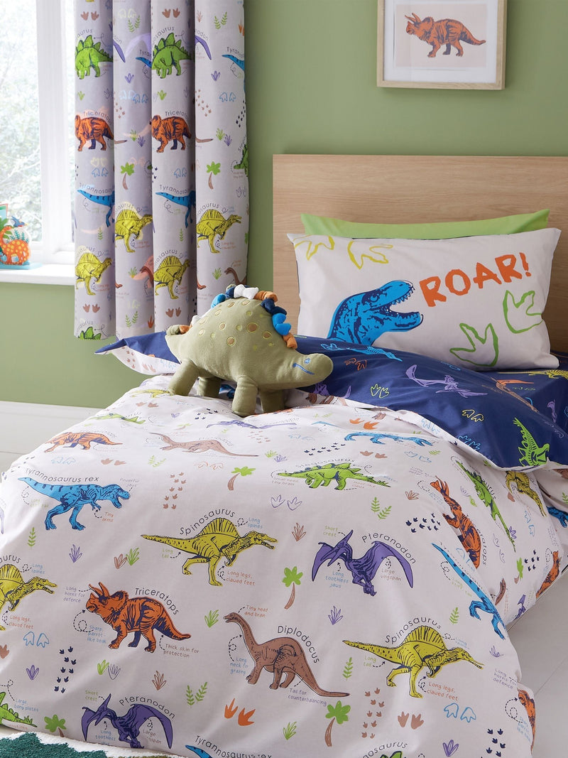 Catherine Lansfield Natural Prehistoric Dinosaurs Reversible Duvet Cover Set - British product