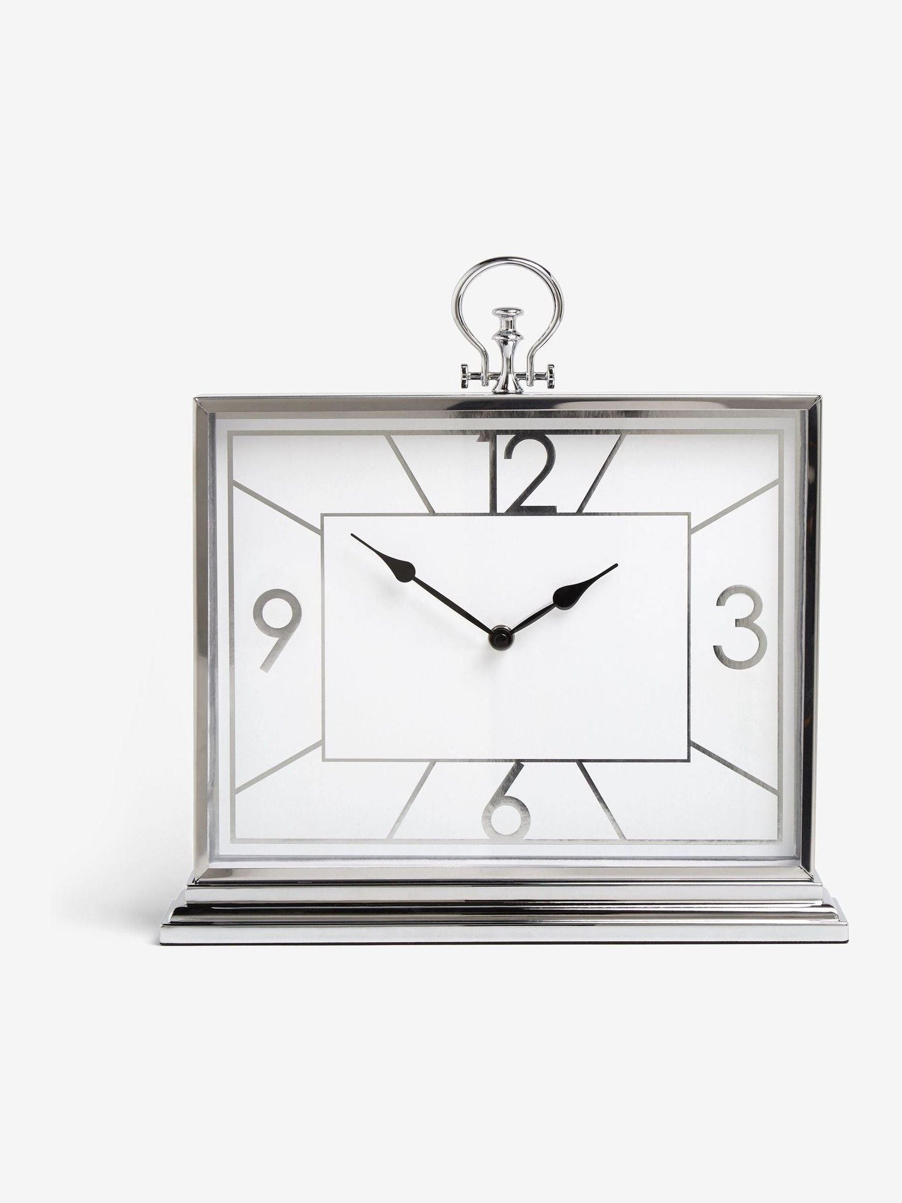 Silver chrome mantel clock 35.5cm height (British brand)