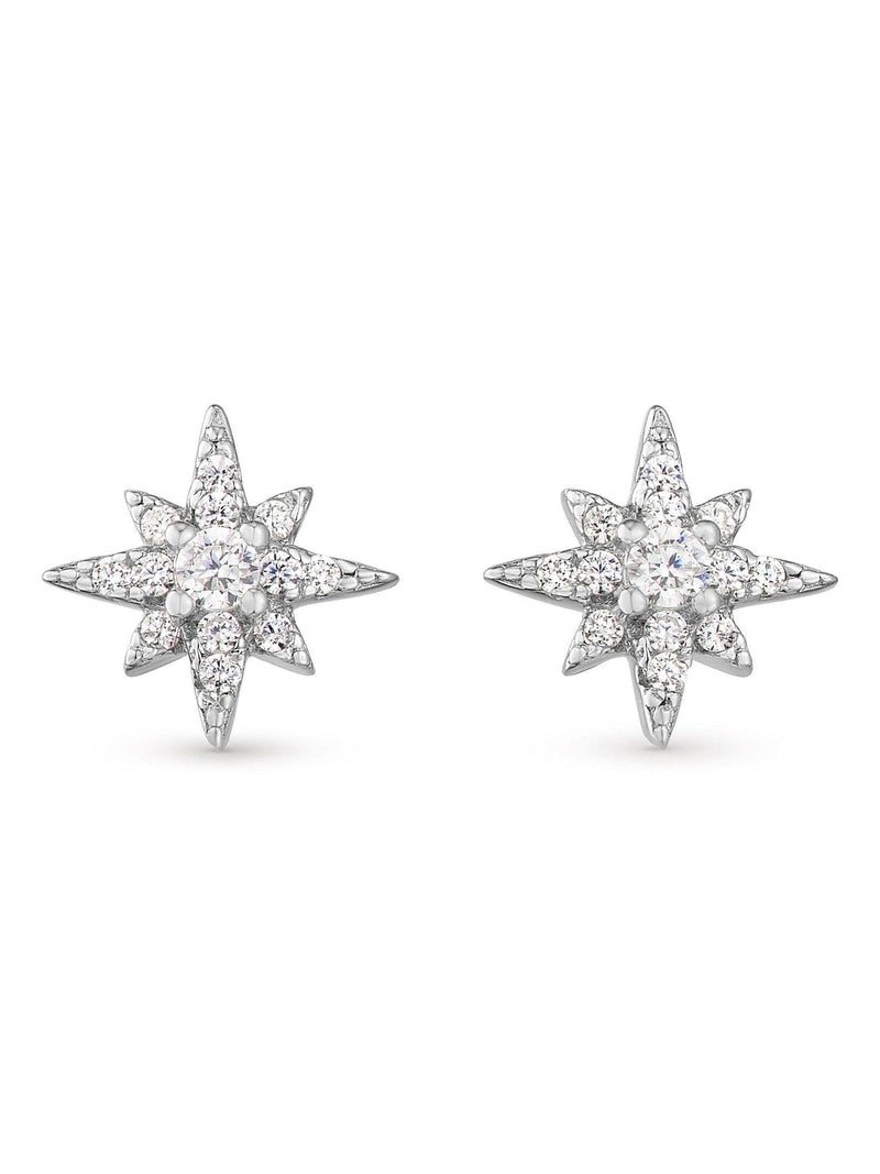 Sterling Silver Cubic Zirconia Star Stud Earrings