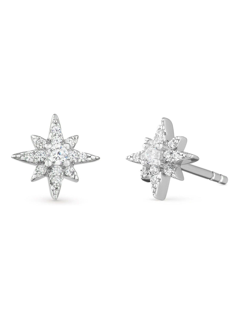 Sterling Silver Cubic Zirconia Star Stud Earrings