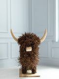 Large brown highland cow willow wooden sculpture (British brand)