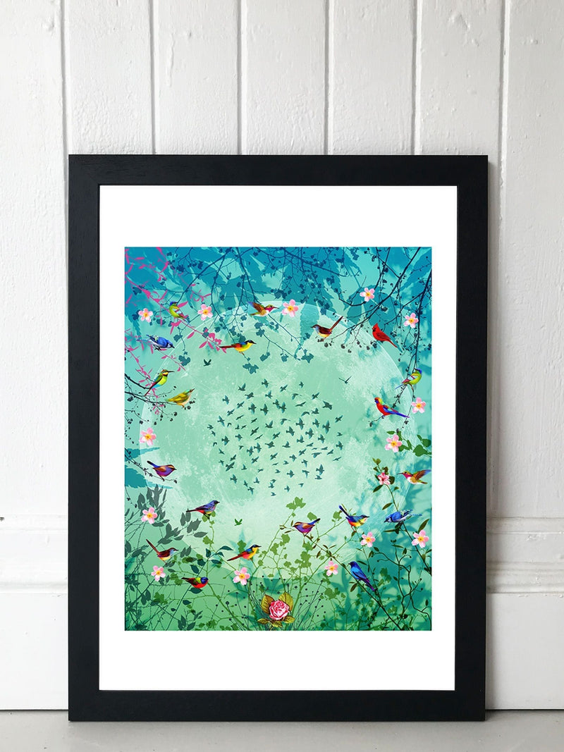 Fiona Watson Black Moon Garden framed print 48cm x 36cm - British product