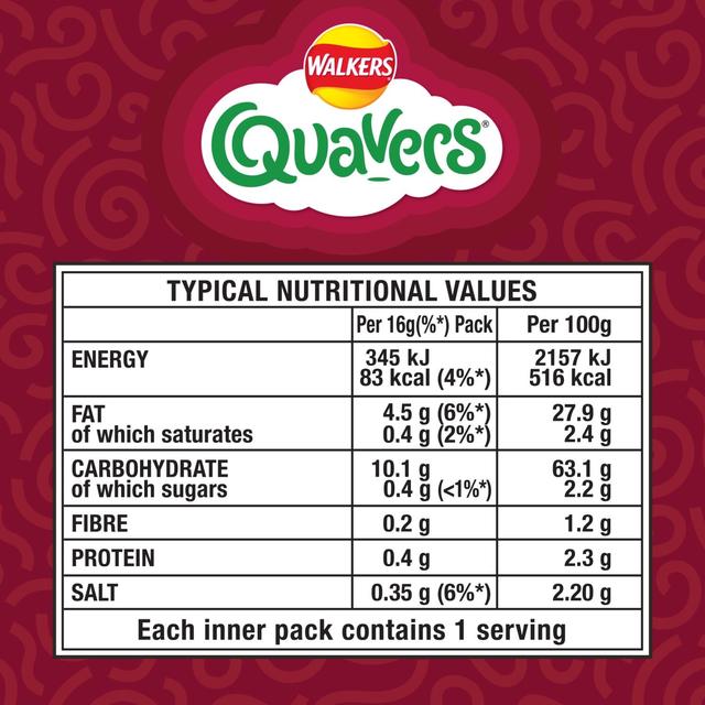 Walkers Quavers BBQ Sauce Multipack Snacks Crisps   6 per pack GOODS M&S   