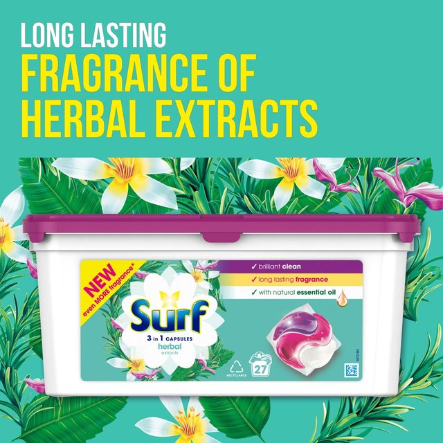 Surf Herbal Extracts 3 in 1 Washing Liquid Capsules 27 Wash   27 per pack GOODS M&S   