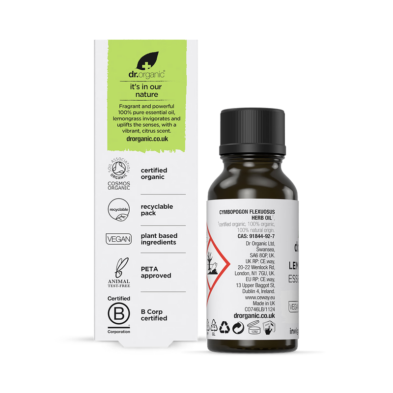 Dr Organic Lemongrass Pure Essential Oil 10ml - British product
