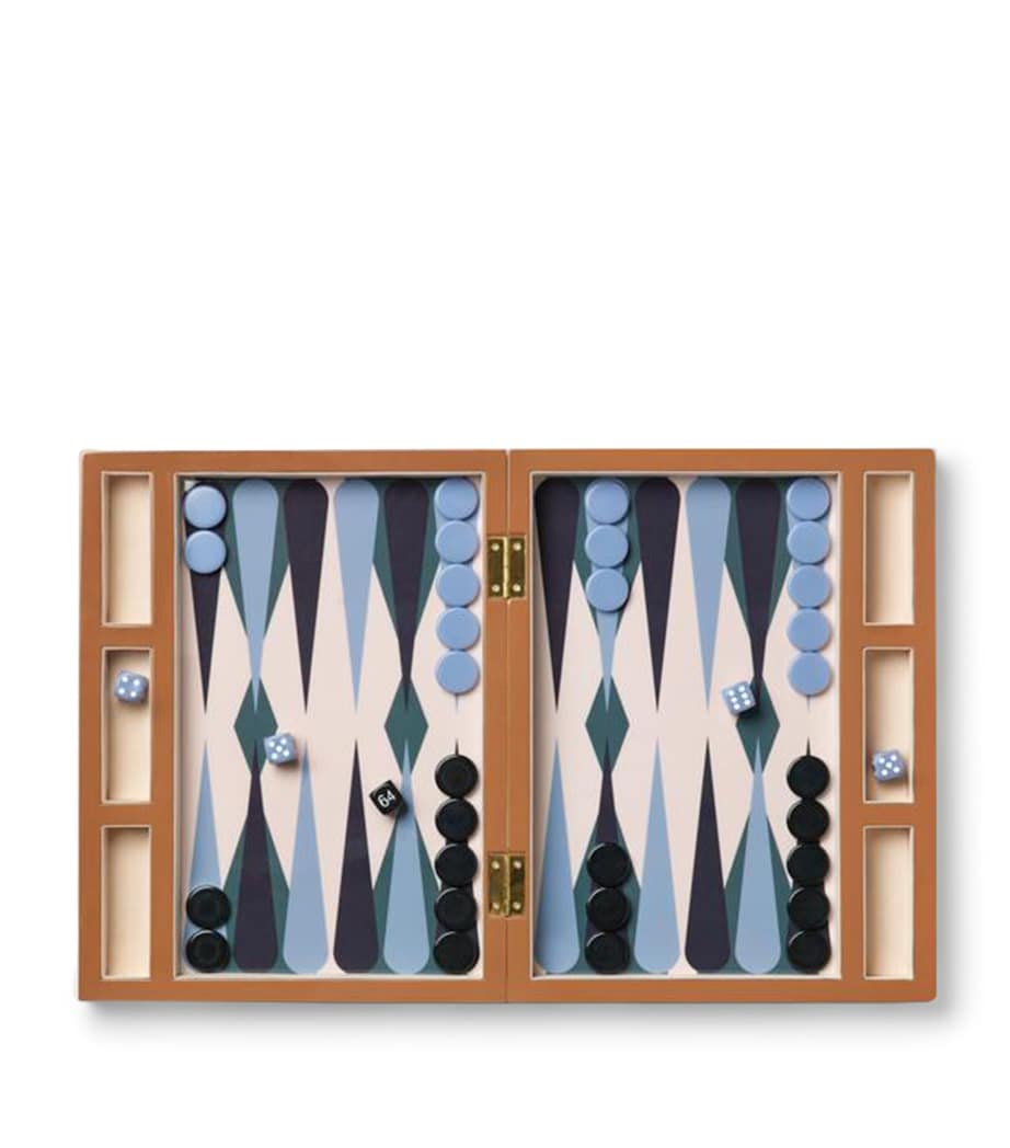 Printworks lacquered wooden backgammon set with acrylic playing pieces, imported from the UK