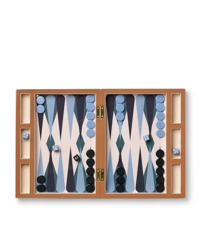Printworks lacquered wooden backgammon set with acrylic playing pieces, imported from the UK