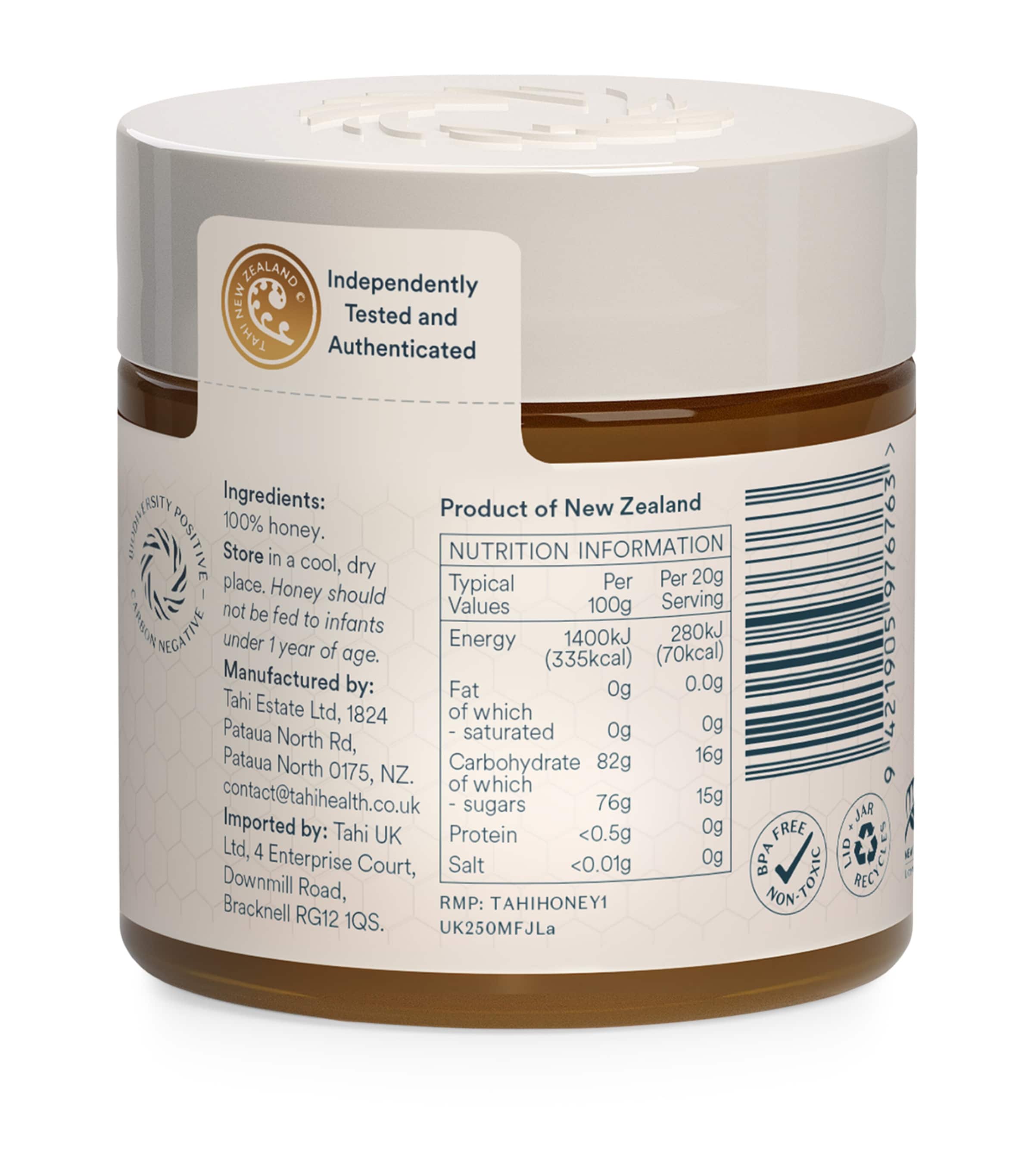Tahi Honey Multifloral Manuka Honey MGO 50+ 250g (British brand)