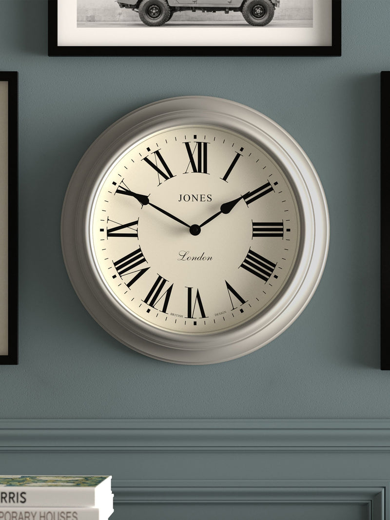 Jones Clocks Grey Supper Club wall clock 40cm, UK version