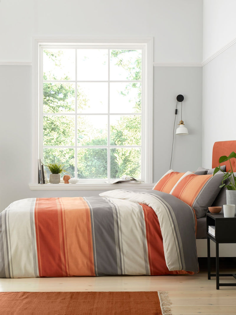 Fusion Orange Betley duvet cover and pillowcase set - Single - British product