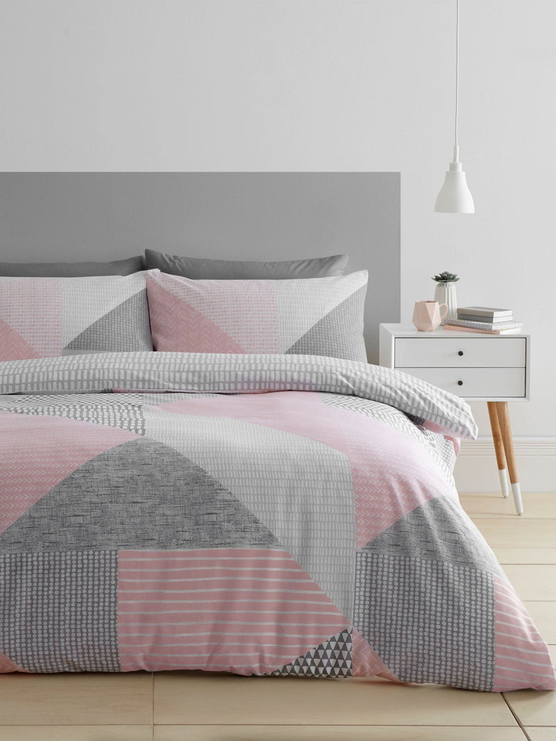 Catherine Lansfield Pink Larsson Geo duvet cover set - British product