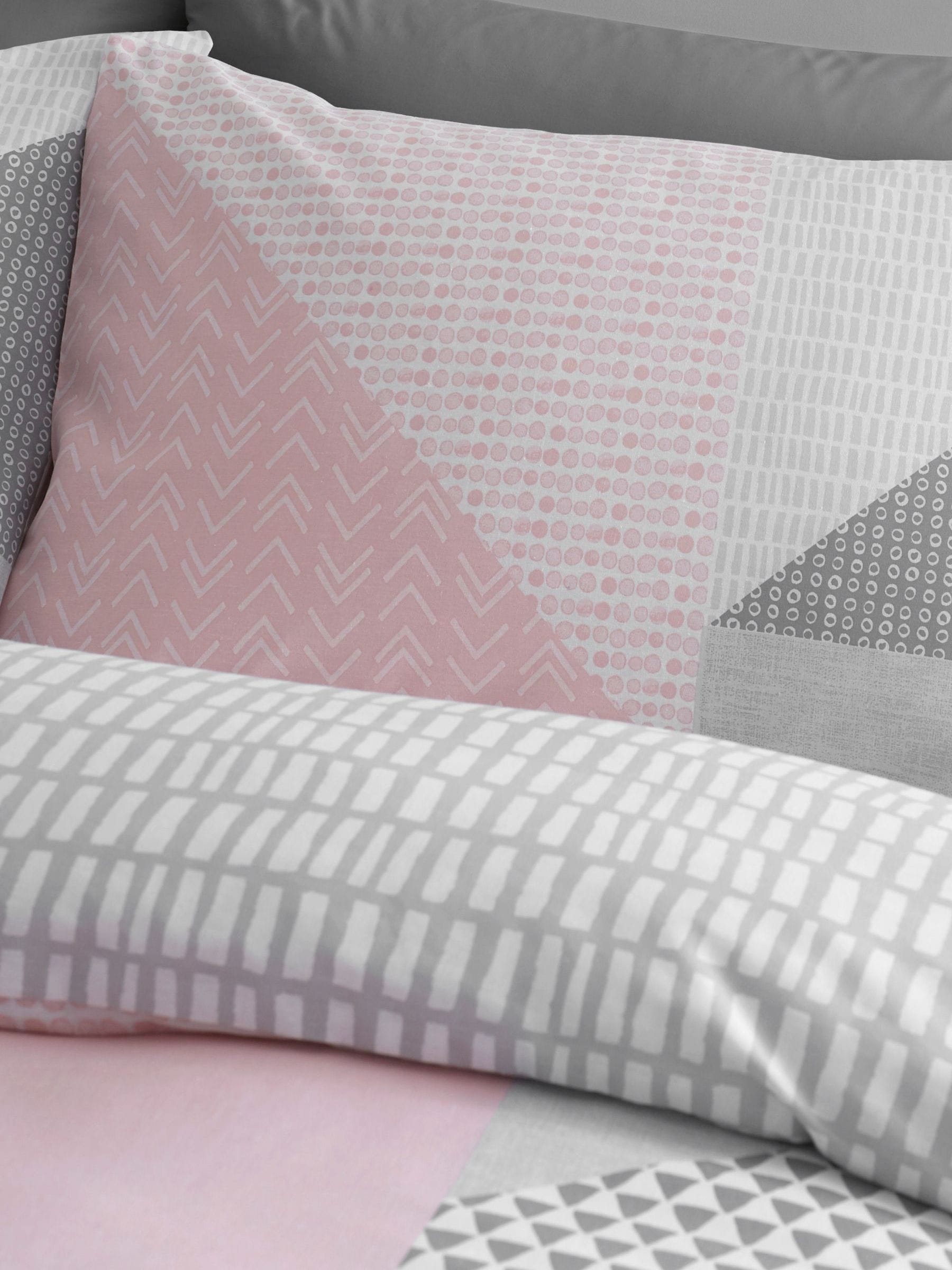 Catherine Lansfield Pink Larsson Geo duvet cover set - British product