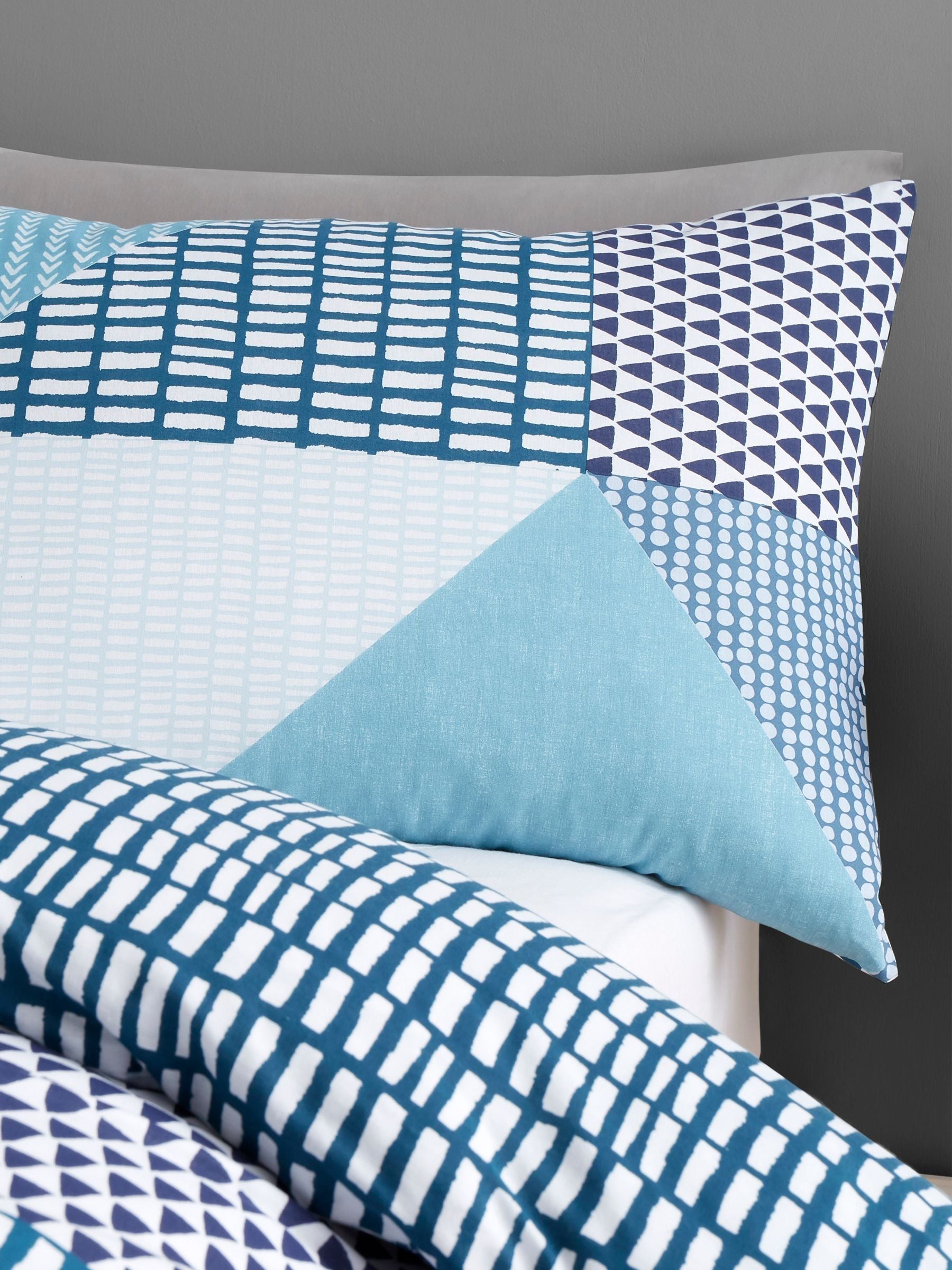 Catherine Lansfield teal blue Larsson geo bedding set - British product