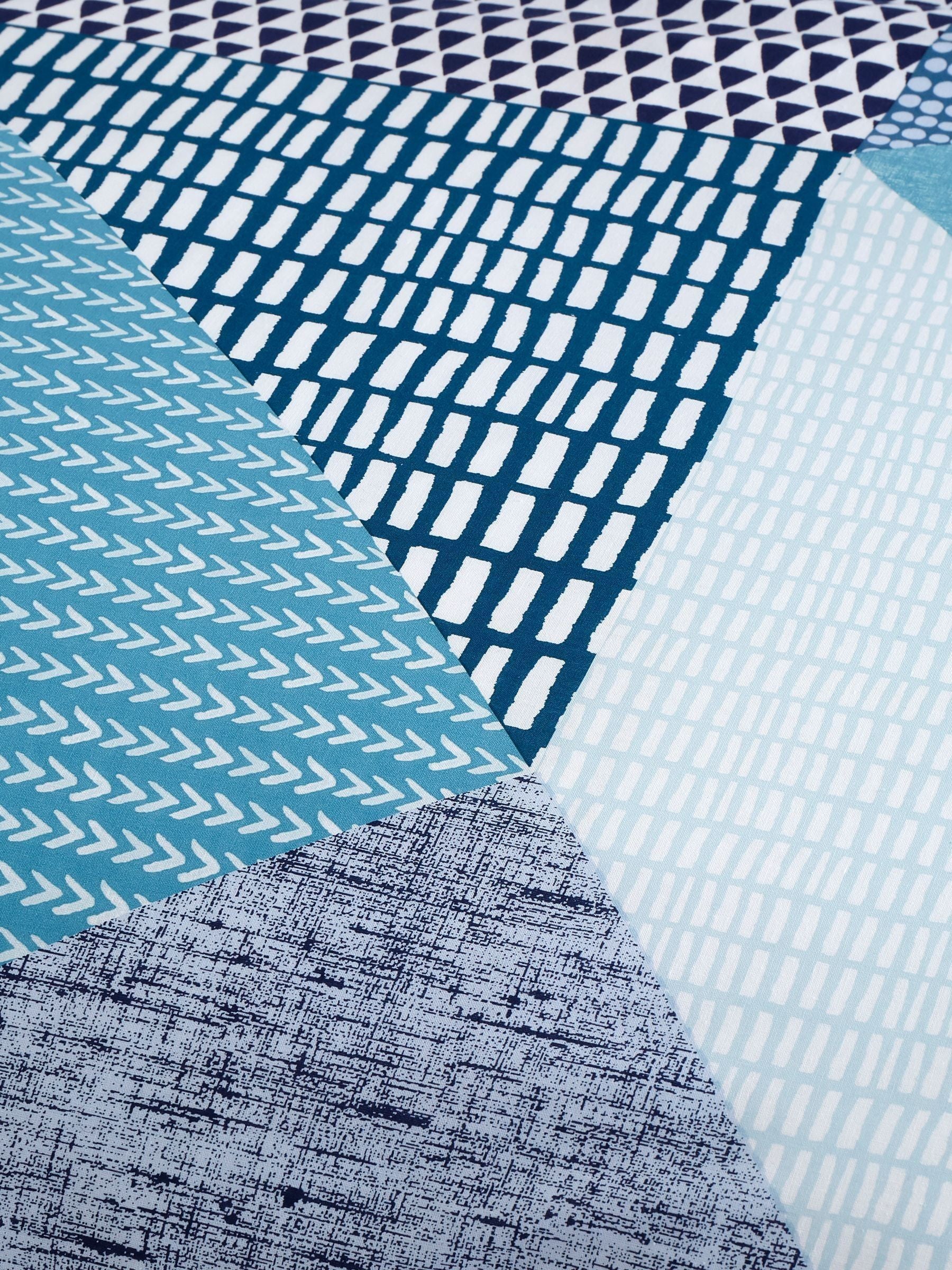 Catherine Lansfield teal blue Larsson geo bedding set - British product