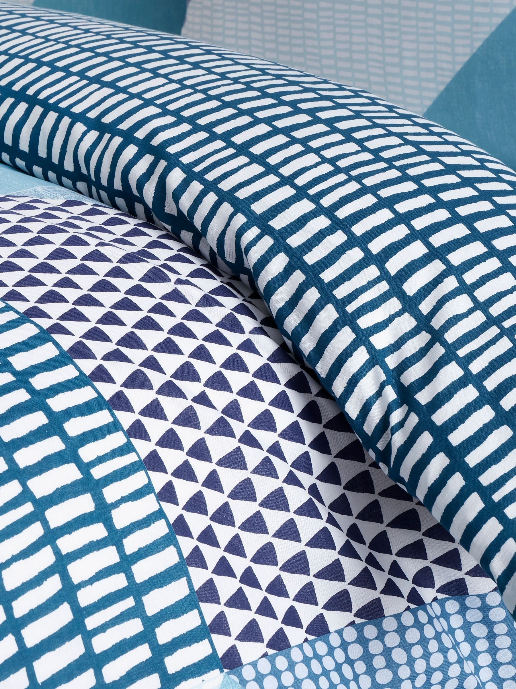 Catherine Lansfield teal blue Larsson geo bedding set - British product