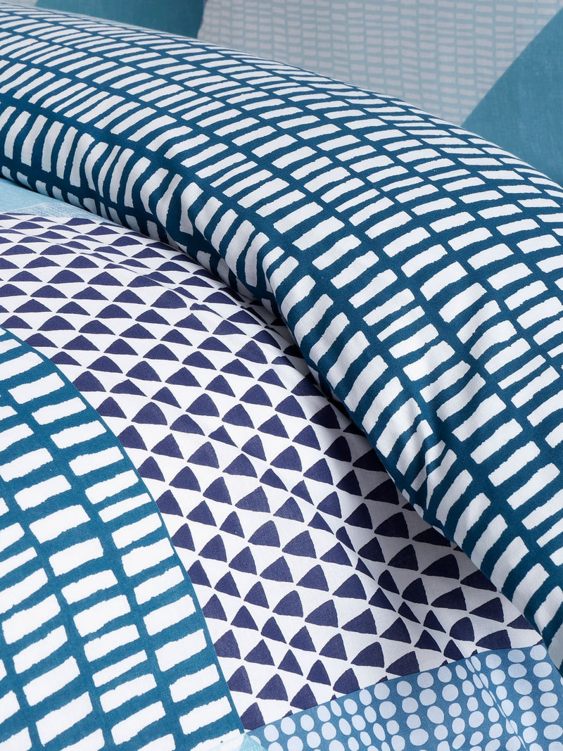 Catherine Lansfield teal blue Larsson geo bedding set - British product