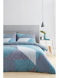 Catherine Lansfield teal blue Larsson geo bedding set - British product