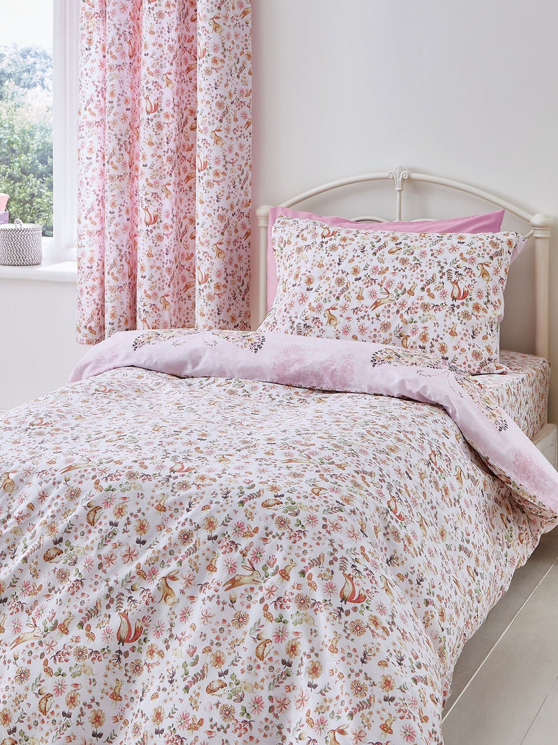 Catherine Lansfield Pink Enchanted Butterfly Reversible Duvet Cover Set