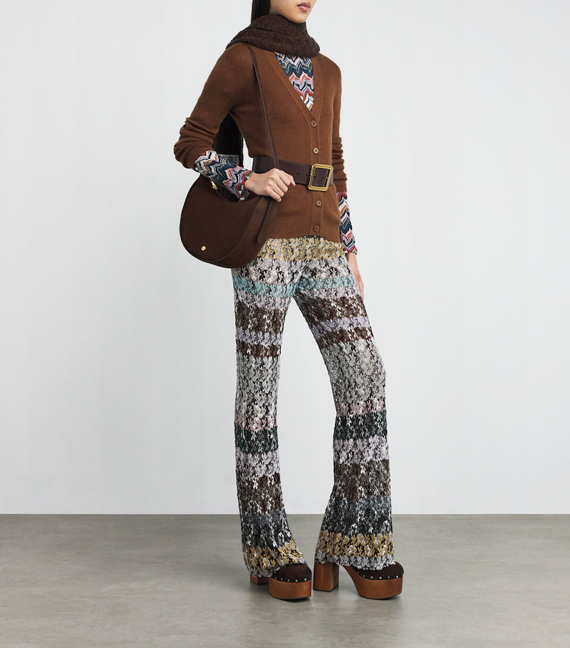 Flared Striped Trousers with Lining