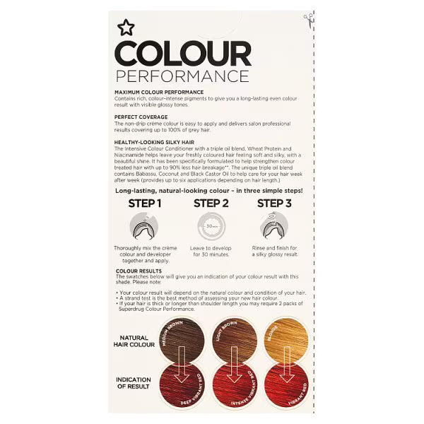 Superdrug permanent hair colour Vibrant Red (British brand)