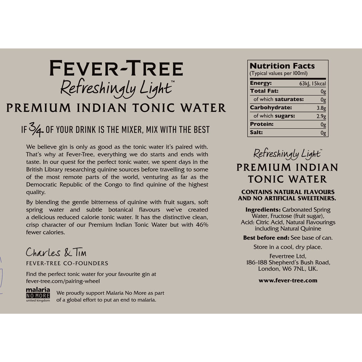 Fever-Tree Light Tonic Water 30x150ml - British product
