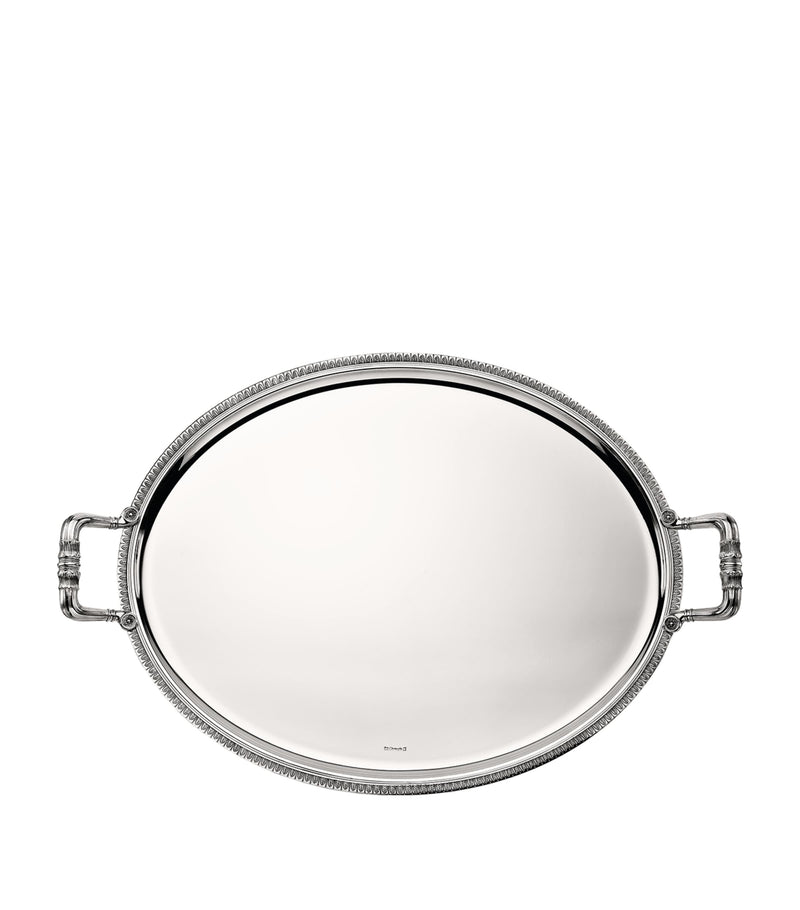 Christofle silver-plated Malmaison oval tray 53cm x 42cm - British product