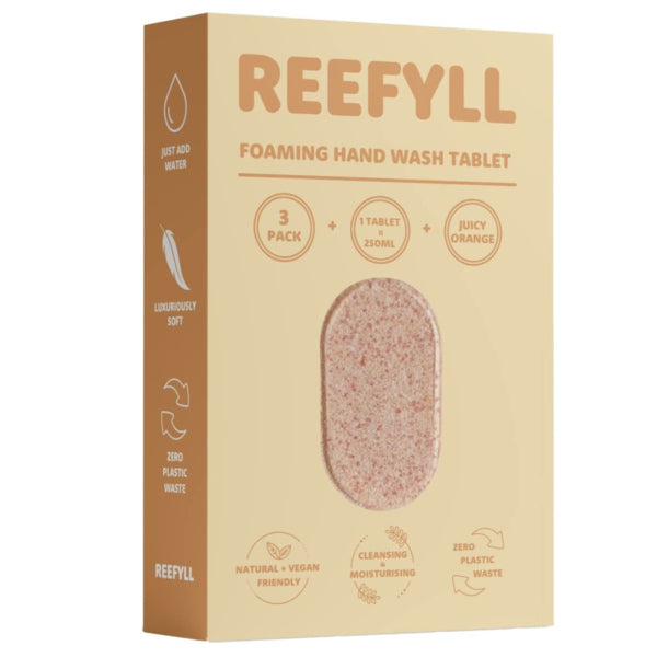 Reefyll foaming hand soap tablets orange pack of 3, imported from the UK