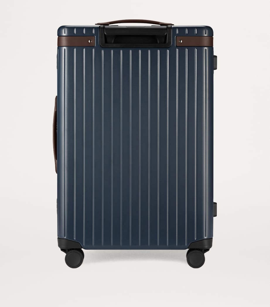 Carl Friedrik Hackett leather-trimmed hard shell check-in suitcase 65cm - British product