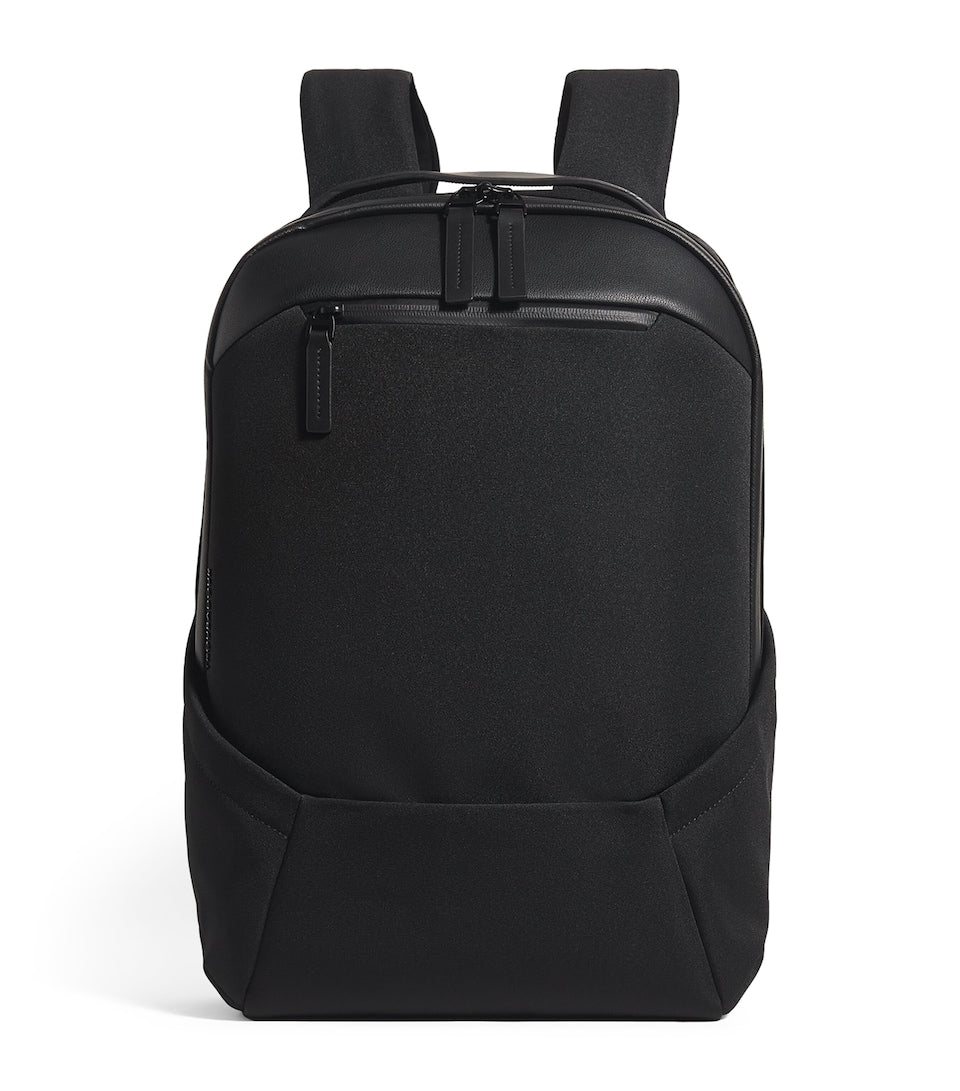 Scratch-Resistant Grained Leather Backpack with Buckle Fastening