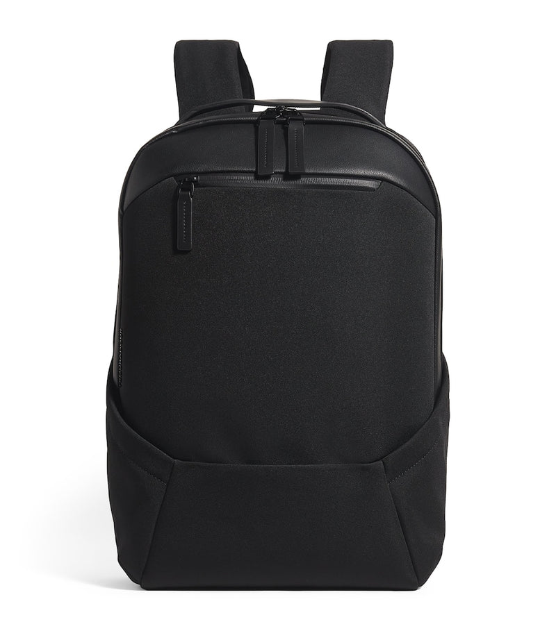 Scratch-Resistant Grained Leather Backpack with Buckle Fastening